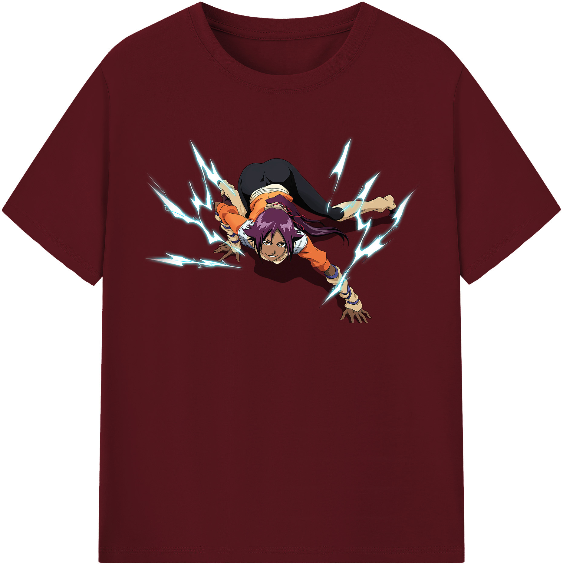 （画像用） ブリーチ 四楓院 夜一（しほういん よるいち） BLEACH Shihouin Yoruichi 綿100％半袖Tシャツ（フロントプリント）
